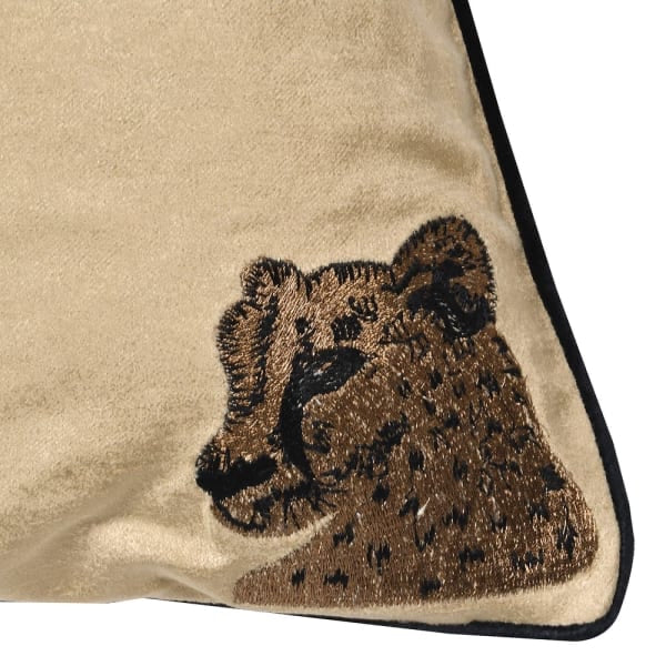 Arthur’s Home Interiors- Cushion Gold Embroidered Leopard