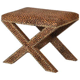 Arthur’s Home Interiors- Stool- Leopard Print Hide Cross Stool