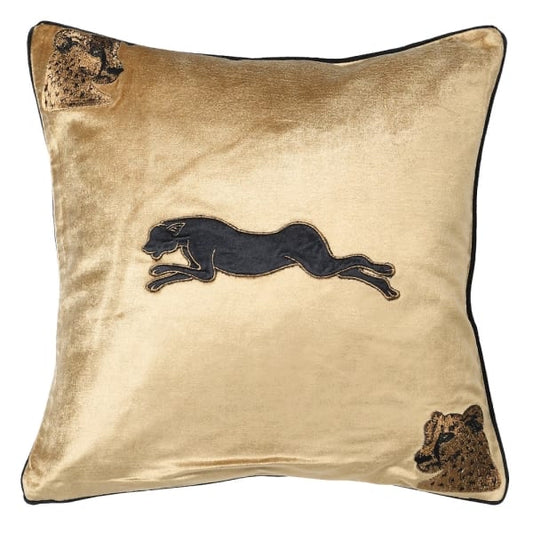 Arthur’s Home Interiors- Cushion Gold Embroidered Leopard